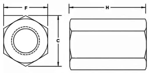 ASME B18.2.2 Hex Coupling Nuts